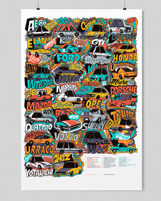 26 Cool Cars Print (24x36)